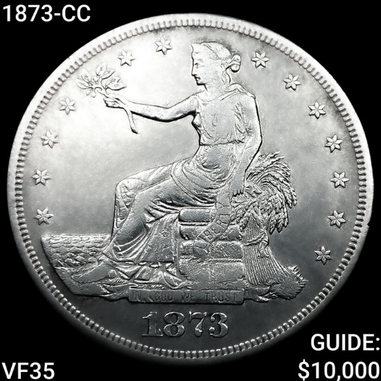 1873-CC Silver Trade Dollar ABOUT UNCIRCULATED