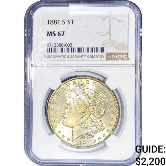 1881-S Morgan Silver Dollar NGC MS67