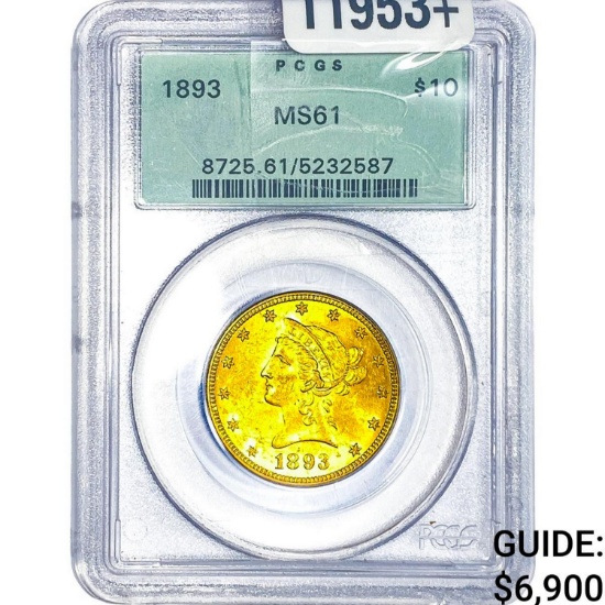 1893 $10 Gold Eagle PCGS MS61