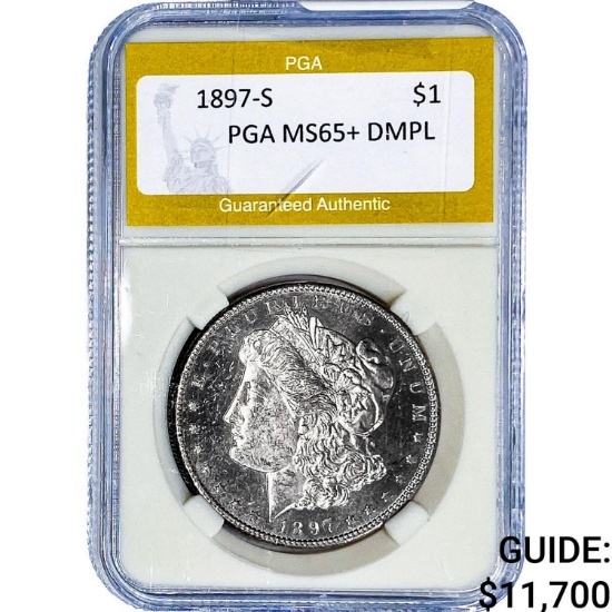 1897-S Morgan Silver Dollar PGA MS65+ DMPL