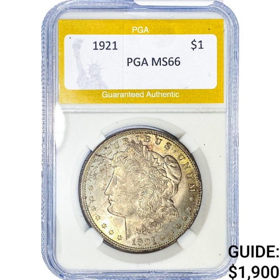 1921 Morgan Silver Dollar PGA MS66