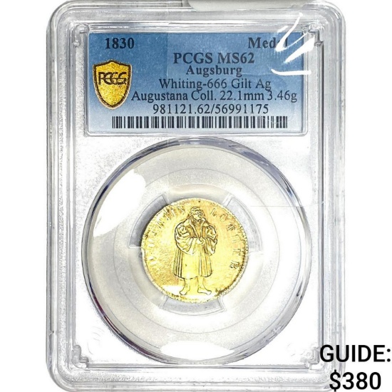 1830 Augsburg Gilt Medal PCGS MS62
