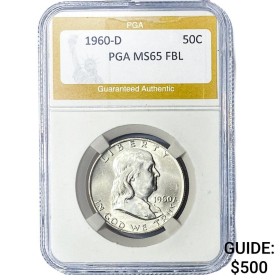 1960-D Franklin Half Dollar PGA MS65 FBL