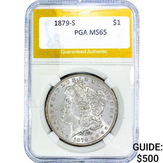 1879-S Morgan Silver Dollar PGA MS65