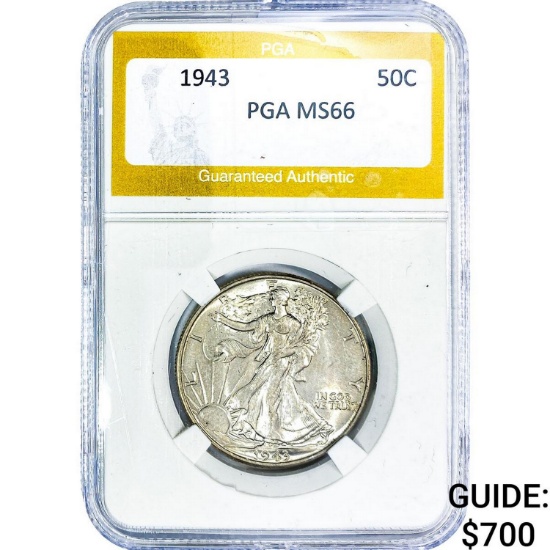1943 Walking Liberty Half Dollar PGA MS66