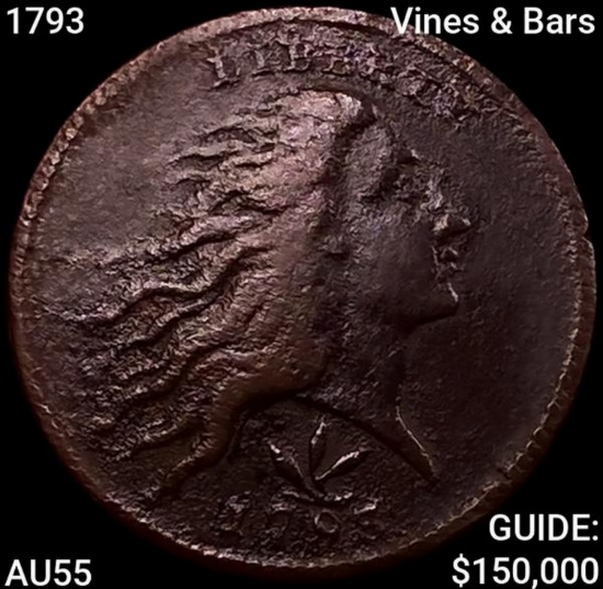 1793 Vines & Bars Flowing Hair Large Cent HIGH GRADE