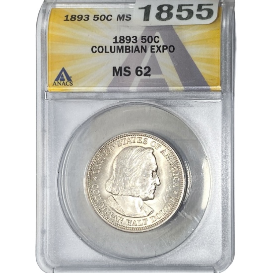 1893 Columbian Expo Half Dollar ANACS MS62