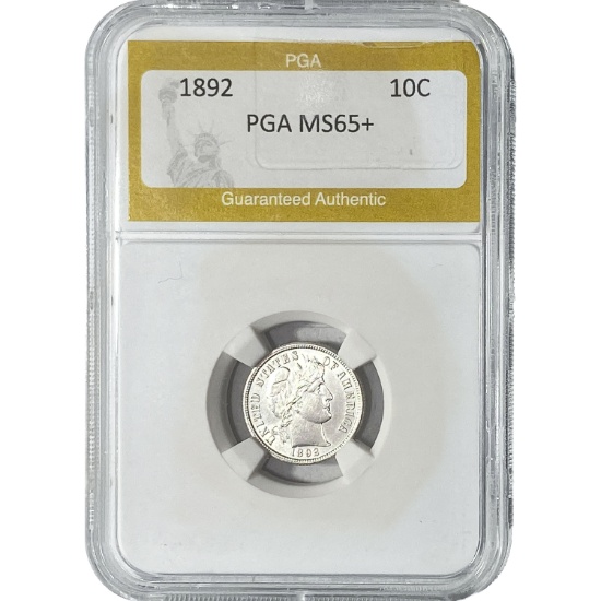 1892 Barber Dime PGA MS65+