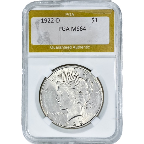 1922-D Silver Peace Dollar PGA MS64