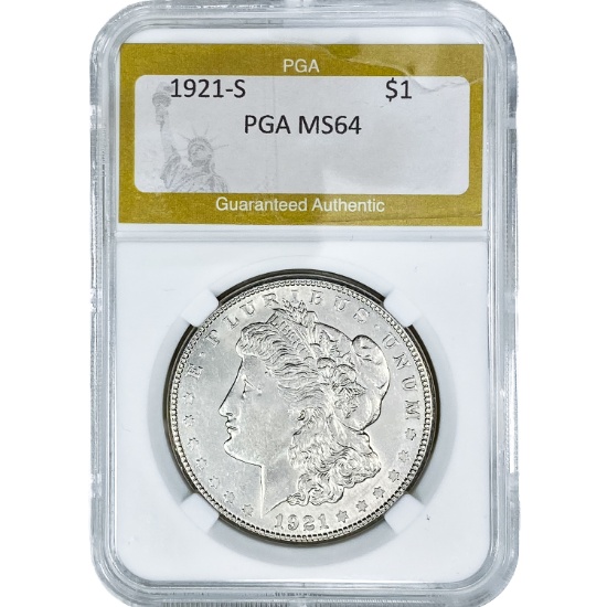 1921-S Morgan Silver Dollar PGA MS64
