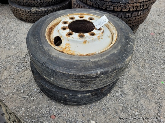 2 Semi Tires & Rims - 255/70r22.5