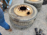 2 Semi Tires & Rims - 255/70r22.5