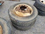 2 Semi Tires & Rims - 255/70r22.5