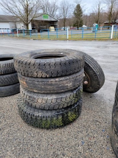 5 Semi Tires (2 With Rims)