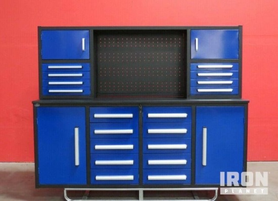 Unused 2022 Steelman 7 Ft Work Bench W/ 18 Drawers