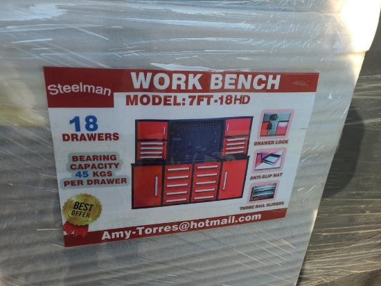 Steelman Workbench w/ 18 Drawers & 4 Cabinets