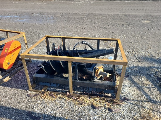 Agrotk Skid Steer Auger Attachment w/ 3 Bits - Unused