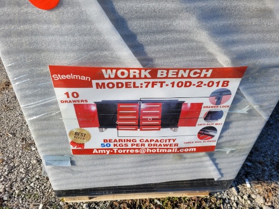 Red Steelman Work Bench - Model: 7FT-10D-2-01B