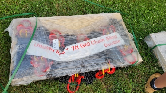8 - 7' x 5/16" Double Chain Slings - Unused