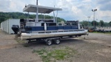 1978 24ft San Pan Pontoon Boat w/ Trailer & 15hp Motor