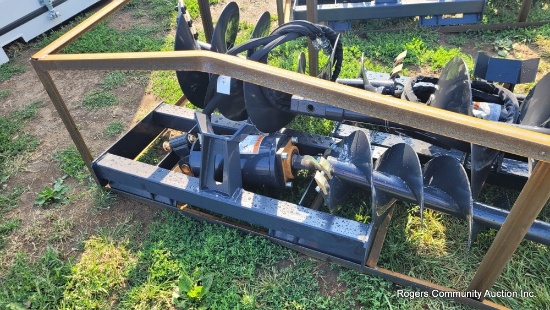 Skid Steer Auger Attachment w/ 2 Bits
