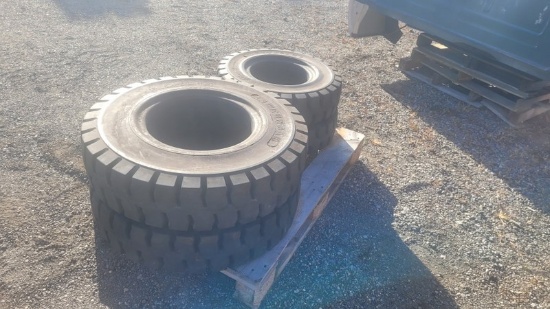 4 Solid Forklift Tires - Good Condition