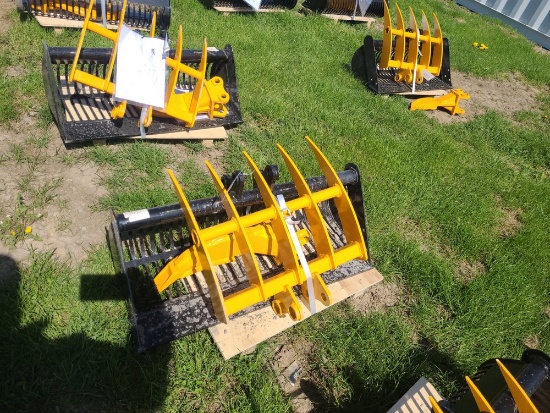 Miva 3pc Set Mini Excavator Attachments - Slotted Bucket, Rake & Ripper
