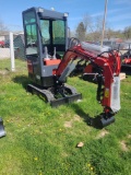 Red Miva VA13C Mini Excavator w/ Thumb - Busted Front Window