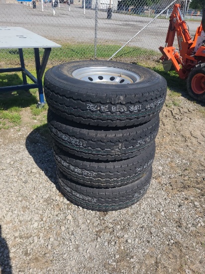 4 - 235/85R16 Trailer Tires & Rims - New