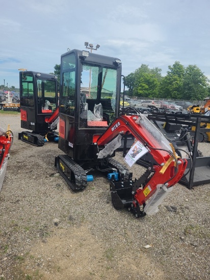 Miva VA13C Mini Excavator w/ Full Cab - Front and Rear Glass Broken