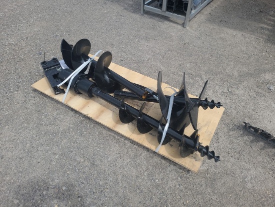 Mini Mini Excavator Auger Attachment w/ 3 Bits - 8", 12" & 16"