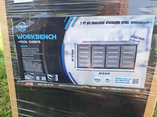 Stainless Steelman 20 Drawer work bench 7'