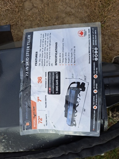 Wolverine 72" skid steer tiller
