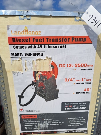 Landhonor Diesel Fuel Transfer Pump w/ 49' Hose Reel