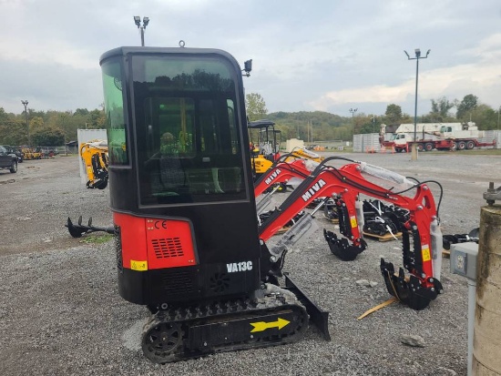 Miva VA13C Mini Excavator w/ Full Cab - Front and Rear Glass Broken