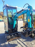 AGT QH13R Mini Excavator w/ Full Cab, Blade & Thumb