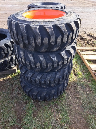(4) SKS-1 Forerunner 10-16.5 N.H.S Skid steer tire w/ rims