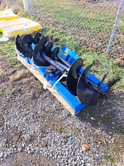 Skid steer auger attachment w/ 3 bits