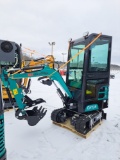 AGT QH13R Mini excavator w/ Full Cab, thumb, and blade