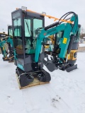 AGT QH13R Mini excavator w/ Full Cab, thumb, and blade