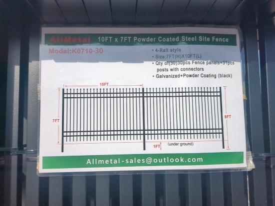 All metal 10 ft x 7 ft Powder Coated Steel Site Fence