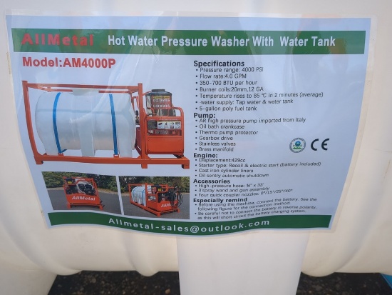 All metal Gasoline powered hot water high pressure washer