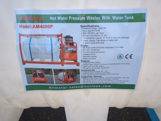 All metal Gasoline powered hot water high pressure washer