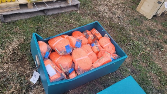 24 Ratchet Straps & Flat Pack Tool Box (Box is Damaged - no lid)