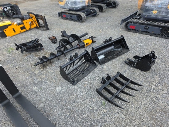 10pc Mini Excavator Attachment Set