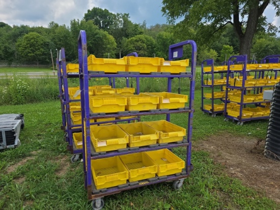 Heavy Duty Cart w/ 4 Shelves & 12 Plastic Bins