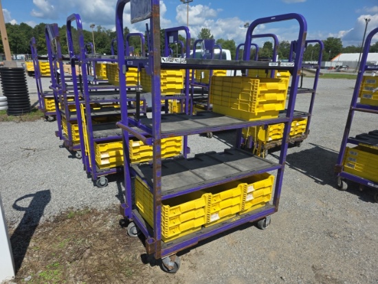 Heavy Duty Cart w/ 4 Shelves & 12 Plastic Bins