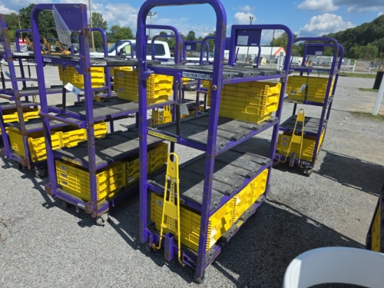 Heavy Duty Cart w/ 4 Shelves & 12 Plastic Bins