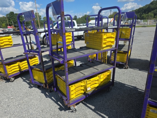 Heavy Duty Cart w/ 4 Shelves & 12 Plastic Bins