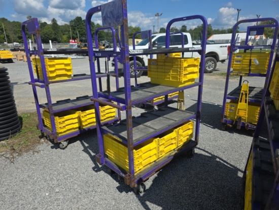 Heavy Duty Cart w/ 4 Shelves & 12 Plastic Bins
